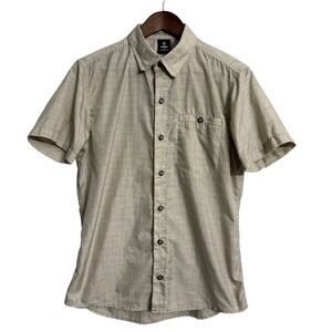 Kuhl shirt men's small beige KrossFire polyester camping hiking outdoor UPF 15